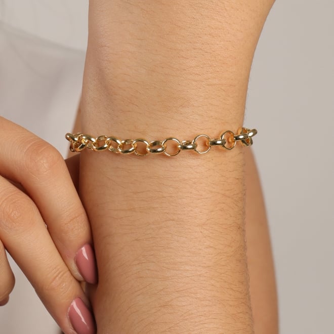 PR-0026 PULSEIRA BANHADA A OURO 18K COM ELO PORTUGUÊS DE 7 MM