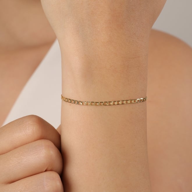 PR-0035 PULSEIRA BANHADA A OURO 18K COM CORRENTE EM ELO GRUMET E DESIGN CLÁSSICO