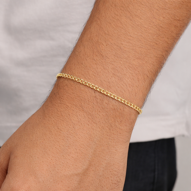 PR-0036 PULSEIRA BANHADA A OURO 18K COM CORRENTE EM ELO GRUMET E DESIGN CLÁSSICO