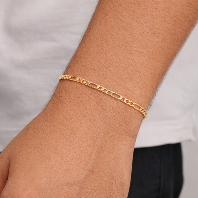 PR-0044 PULSEIRA BANHADA A OURO 18K COM CORRENTE EM ELO GRUMET 3X1