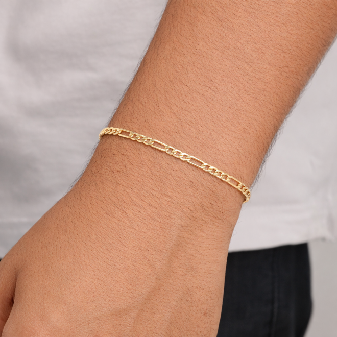 PR-0045 PULSEIRA BANHADA A OURO 18K COM CORRENTE EM ELO GRUMET 3X1 E FECHO LAGOSTA