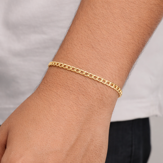 PR-0092 PULSEIRA BANHADA A OURO 18K COM CORRENTE EM ELO GRUMET
