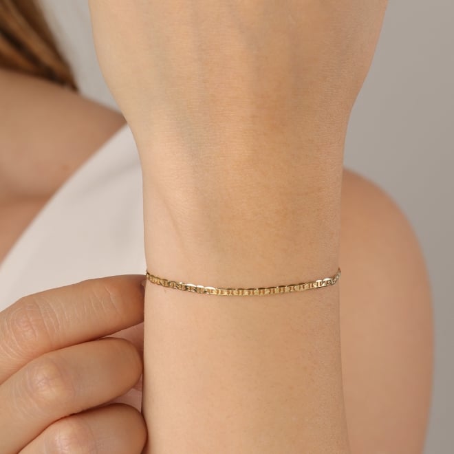 PR-0132 PULSEIRA BANHADA A OURO 18K COM CORRENTE EM ELO PIASTRINE