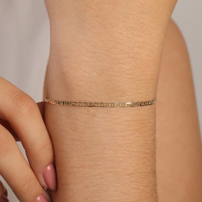 PR-0133 PULSEIRA BANHADA A OURO 18K COM CORRENTE EM ELO PIASTRINE