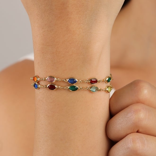 PU-00008-PULSEIRA COM CRISTAIS OVAIS COLORIDOS