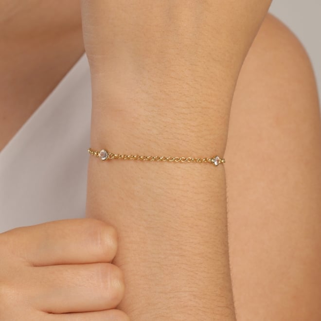 PU-00022 PULSEIRA BANHADA A OURO 18K COM ZIRCÔNIAS CRISTAL DISTRIBUÍDAS