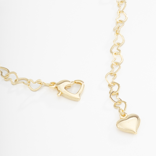 PU-00030 PULSEIRA BANHADA A OURO 18K COM CORRENTE EM ELOS DE CORA&Ccedil;&Atilde;O E FECHO EM CORA&Ccedil;&Atilde;O
