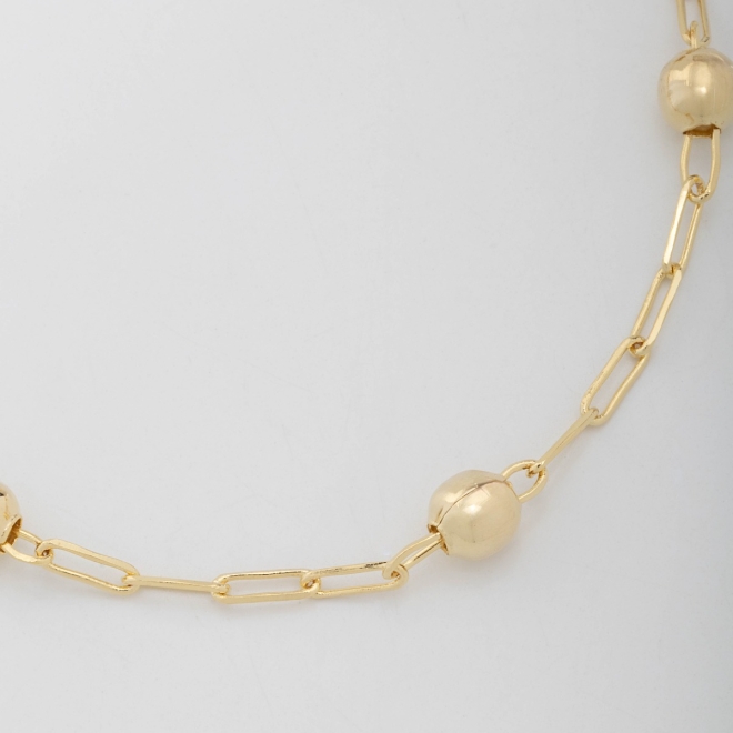 PU-00068  PULSEIRA COM ELOS ESTILO CARTIER E DETALHES EM ESFERAS LISAS