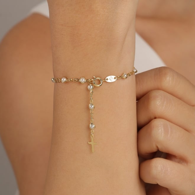 PU-00182-PULSEIRA DE PÉROLA COM CRUZ