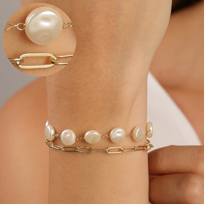 PU-00252 PULSEIRA PÉROLA COM CORRENTE CARTIER 