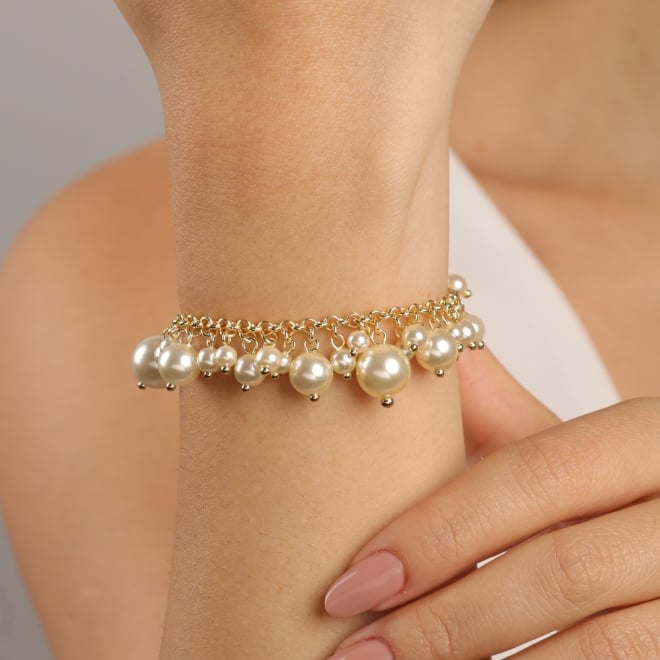 PU-00254 PULSEIRA BANHADA A OURO 18K COM CORRENTE DELICADA E P&Eacute;ROLAS