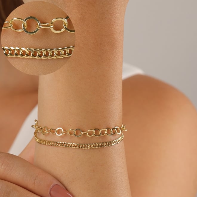 PU-00259-PULSEIRA DUPLA COM ELOS E MEDALHA DE SÃO BENTO