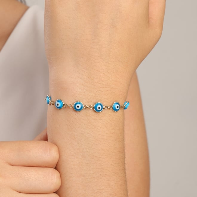PU-00306 PULSEIRA COM PINGENTES DE OLHO GREGO 
