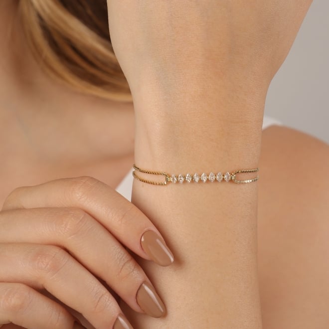 PU-00342 PULSEIRA COM ZIRCÔNIA NAVETE 18CM
