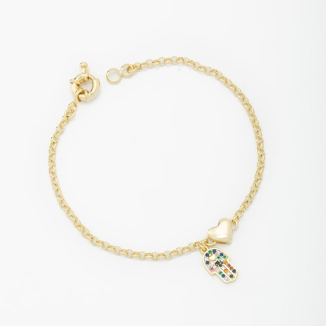 PU-00378 PULSEIRA M&Atilde;O DE F&Aacute;TIMA E CORA&Ccedil;&Atilde;O 18CM