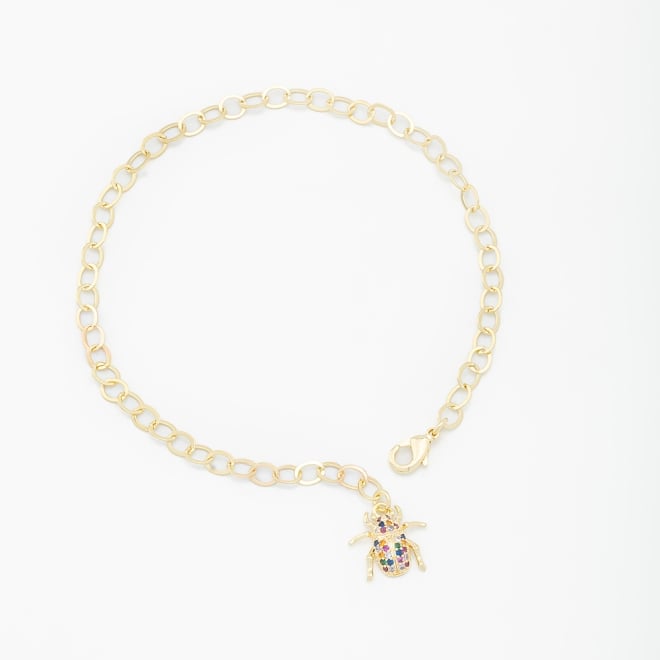 PU-00393-PULSEIRA COM PINGENTE DE ABELHA CRAVEJADA