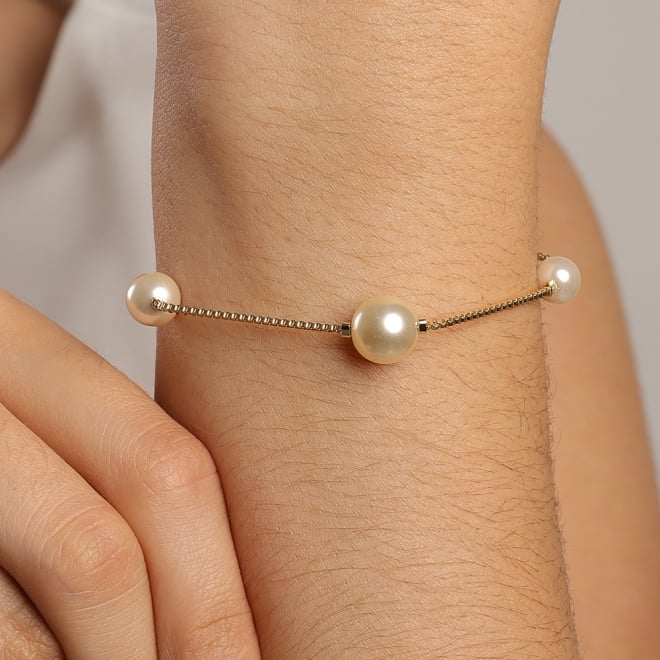 PU-00418 PULSEIRA BANHADA A OURO 18K COM P&Eacute;ROLAS INTERCALADAS