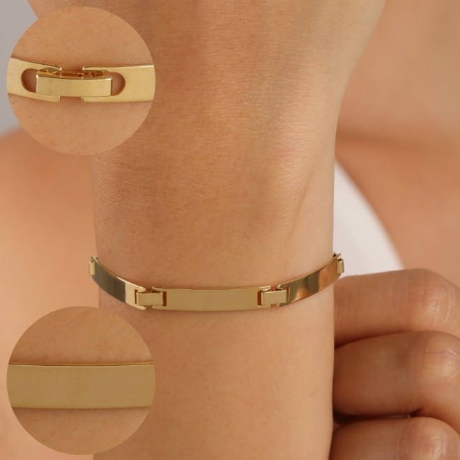 PU-00433 PULSEIRA BANHADA A OURO 18K COM DESIGN RÍGIDO E ACABAMENTO LISO