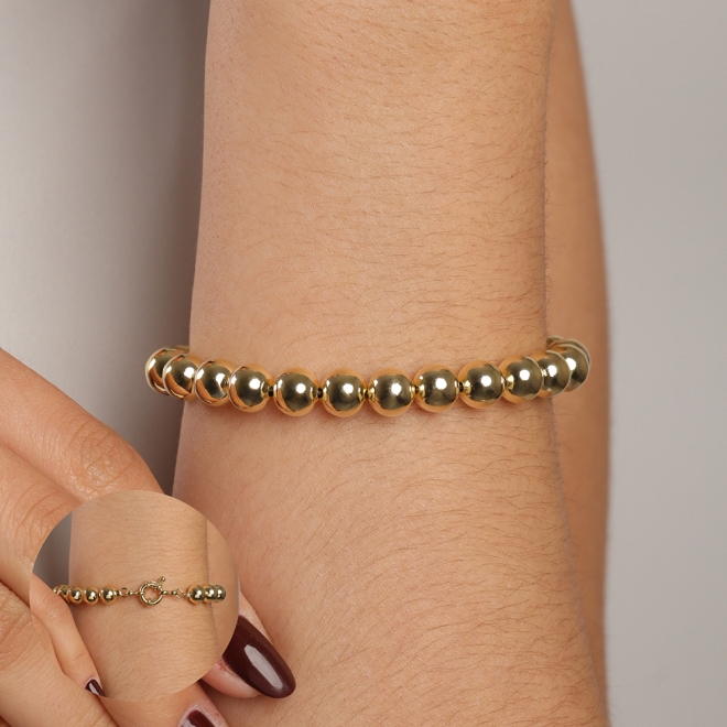 PU-00458 PULSEIRA BANHADA A OURO 18K COM ESFERAS