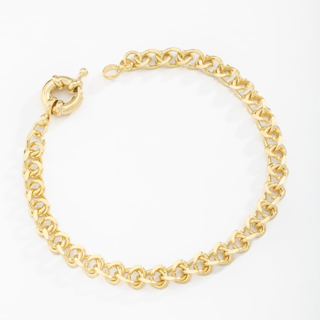 PU-00477 PULSEIRA BANHADA A OURO 18K COM ELOS ENTRELAÇADOS