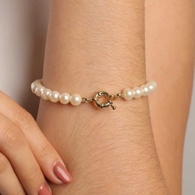 PU-00549 PULSEIRA BANHADA A OURO 18K COM PÉROLAS