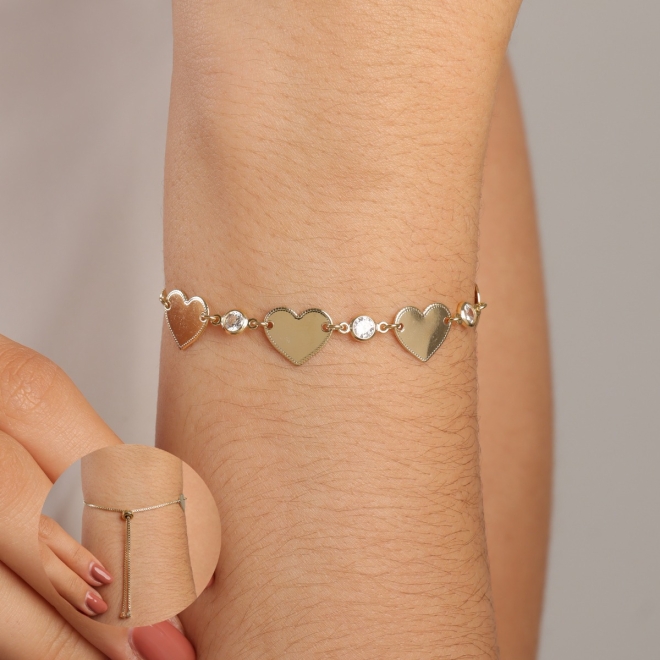 PU-00606 PULSEIRA COM PINGENTES EM FORMATO DE CORA&Ccedil;&Atilde;O