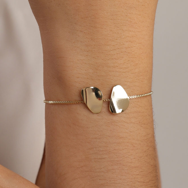 PU-00612 PULSEIRA BANHADA A OURO 18K COM DETALHES ORG&Acirc;NICOS POLIDOS