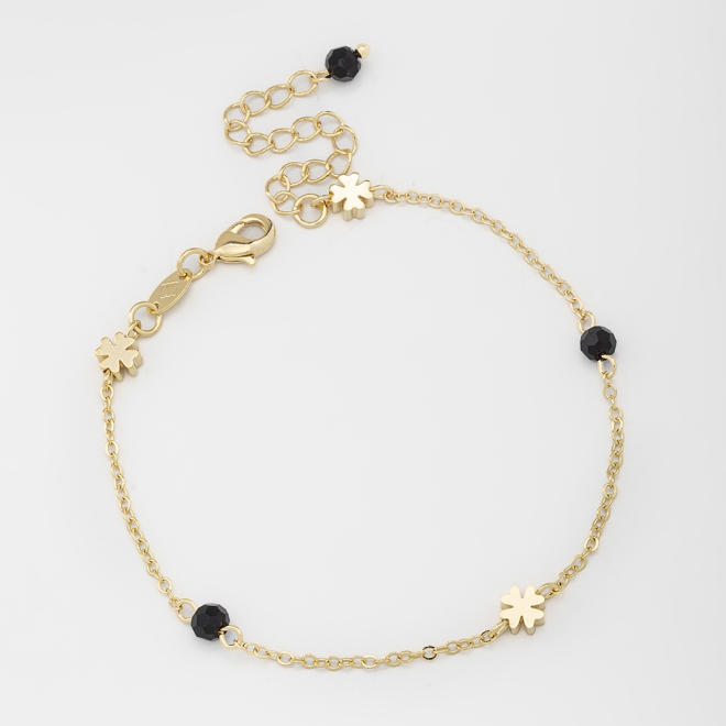 PU-00613 PULSEIRA BANHADA A OURO 18K COM DETALHES EM TREVO