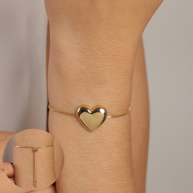 PU-00615 PULSEIRA COM PINGENTE EM FORMATO DE CORAÇÃO