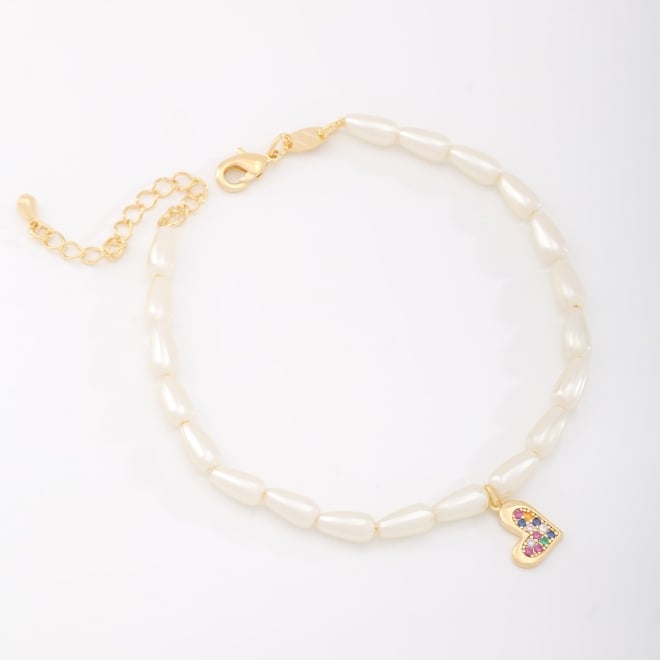 PU-00630 PULSEIRA COM PINGENTE EM FORMATO DE CORAÇÃO E DETALHES EM ZIRCÔNIA