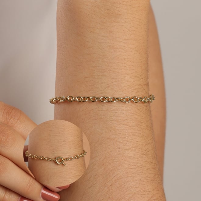 PU-00667 PULSEIRA BANHADA A OURO 18K COM CORRENTE ELOS