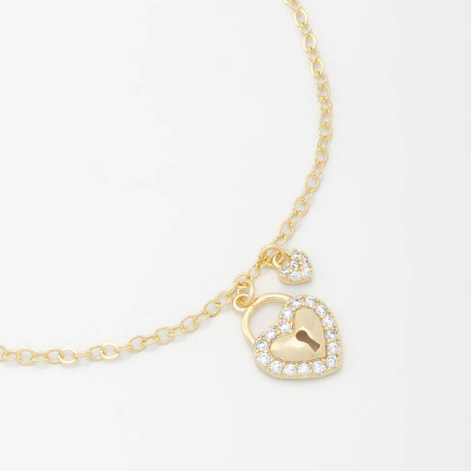 PU-00702 PULSEIRA DE CORAÇÃO EM ZIRCÔNIAS E DETALHE DE CHAVE