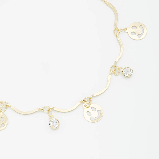 PU-00717 PULSEIRA COM PINGENTES DE SMILE E DETALHES EM ZIRCÔNIA