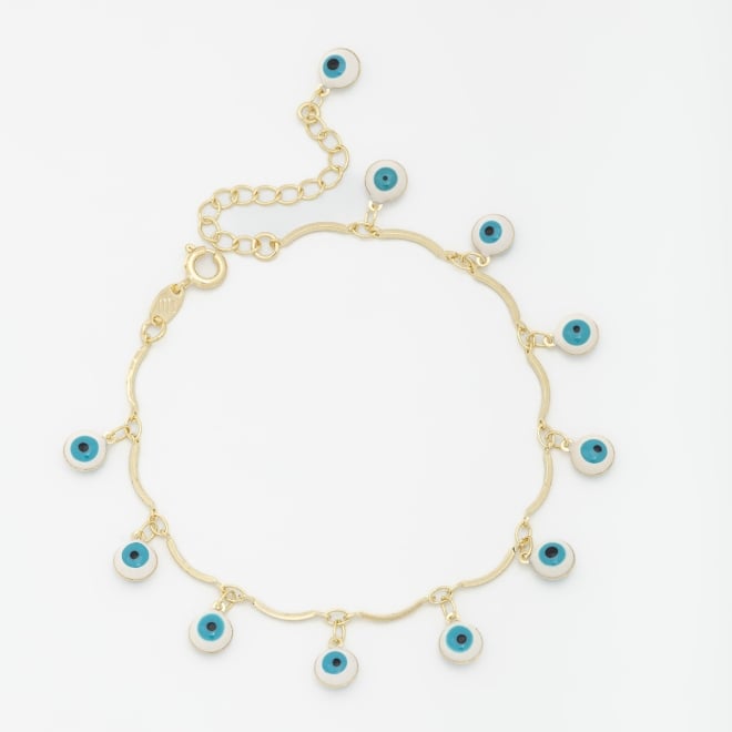 PU-00727 PULSEIRA COM PINGENTES DE OLHO GREGO