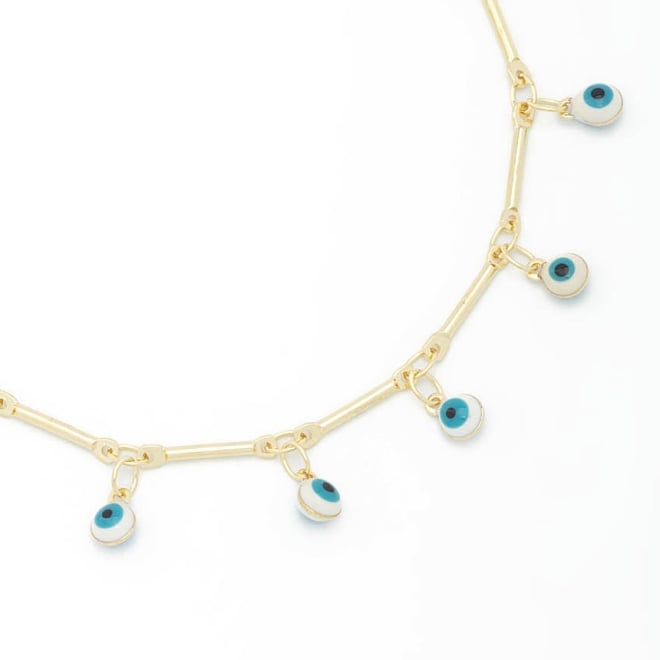 PU-00728 PULSEIRA COM PINGENTES DE OLHO GREGO