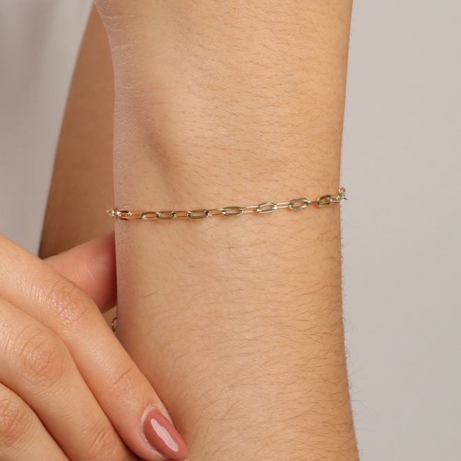 PU-00750 PULSEIRA BANHADA A OURO 18K COM ELOS CARTIER ALONGADOS