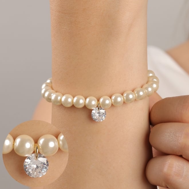 PU-00777 PULSEIRA EM PÉROLAS E ZIRCÔNIA