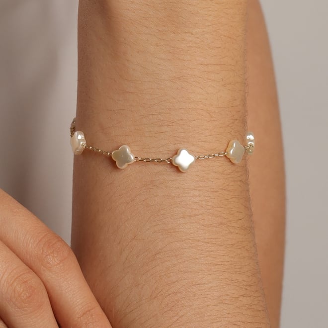 PU-00783 PULSEIRA  COM DETALHES EM TREVO E MADREPÉROLA
