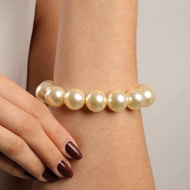 PU-00799 PULSEIRA BANHADA A OURO 18K COM PÉROLAS DE 16 MM