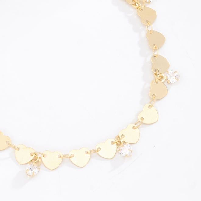 PU-00810 PULSEIRA COM DETALHES EM CORAÇÕES E PINGENTES EM ZIRCÔNIA