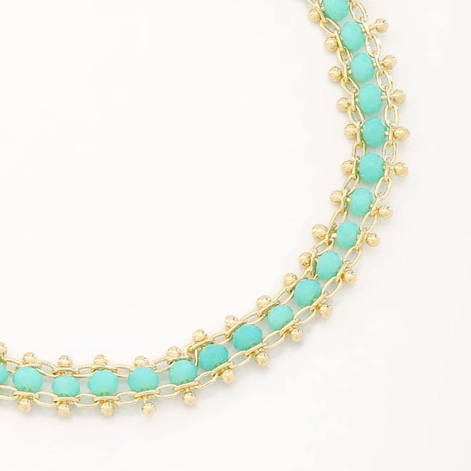 PU-00811 PULSEIRA COM DETALHES EM PÉROLAS E BOLAS TURQUESA