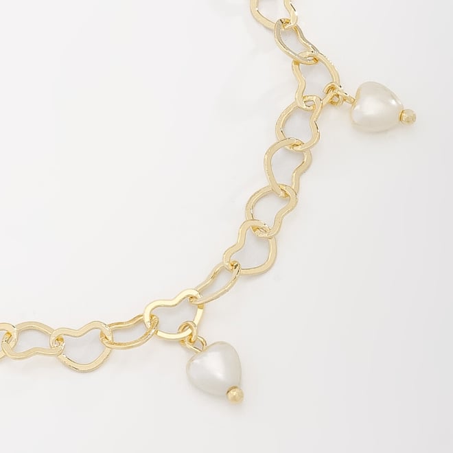 PU-00813 PULSEIRA EM FORMATO DE CORAÇÃO E PINGENTES DE PÉROLAS 