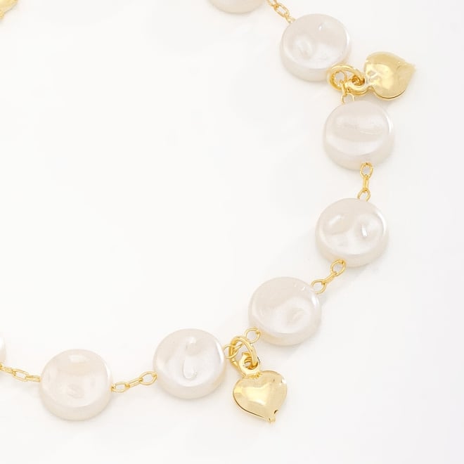 PU-00815 PULSEIRA COM P&Eacute;ROLAS E PINGENTES DE CORA&Ccedil;&Atilde;O