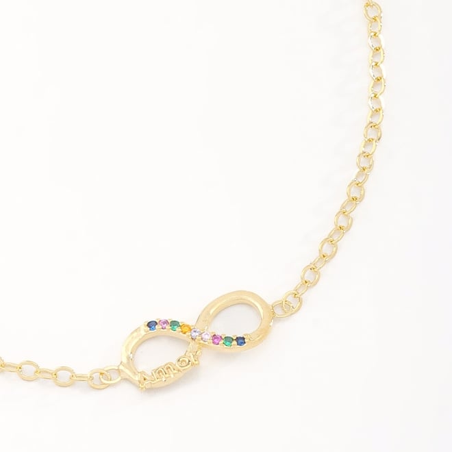 PU-00817 PULSEIRA BANHADA A OURO 18K COM PINGENTE EM FORMATO DE INFINITO