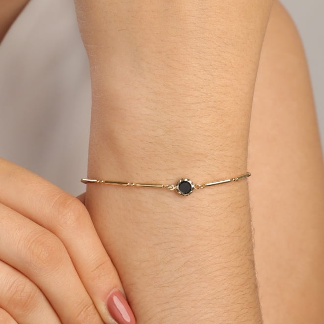 PU-00862 PULSEIRA BANHADA A OURO 18K COM ELOS ALONGADOS E PINGENTE REDONDO