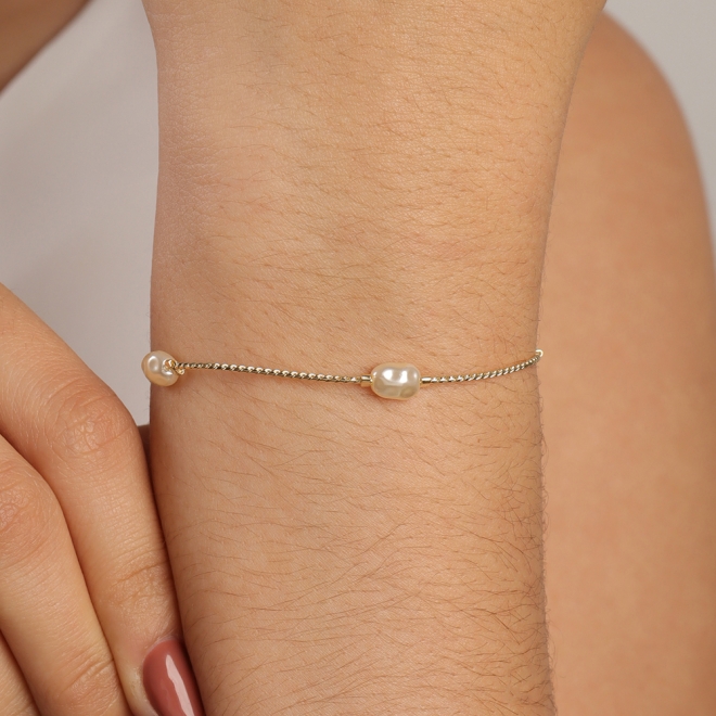 PU-00865 PULSEIRA COM DETALHES EM PÉROLAS IRREGULARES