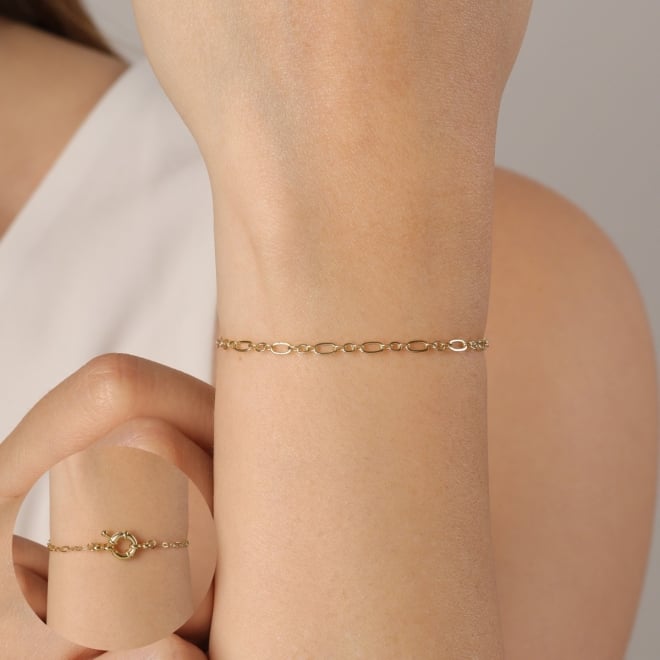 PU-00907 PULSEIRA BANHADA A OURO 18K COM ELOS ALONGADOS
