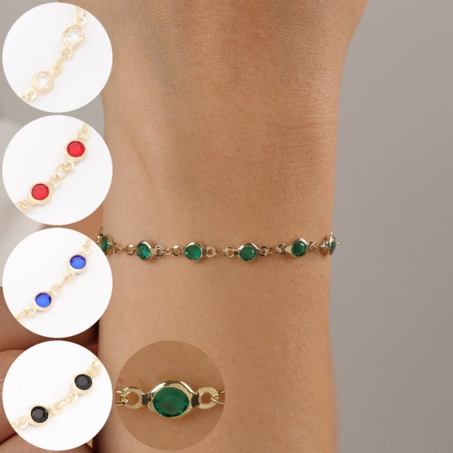PU-00956 PULSEIRA BANHADA A OURO 18K COM CRISTAIS LAPIDADOS 