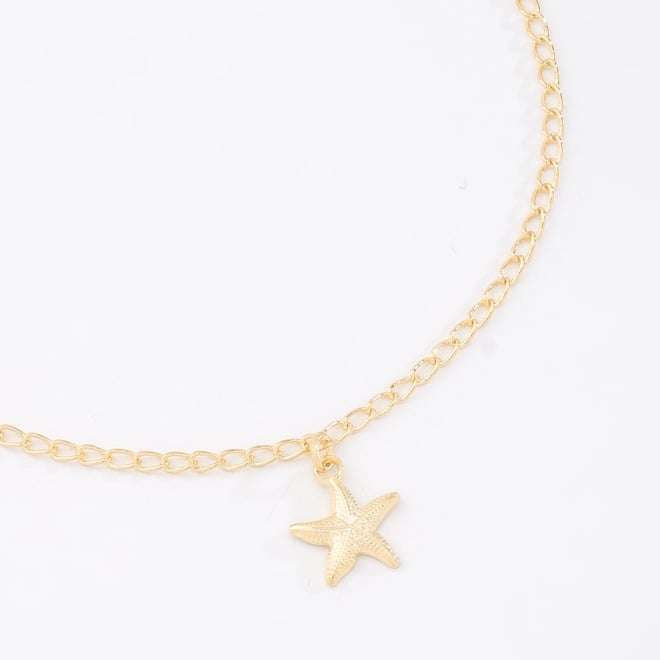 PU-00965 PULSEIRA BANHADA A OURO 18K COM PINGENTE EM FORMATO DE ESTRELA-DO-MAR