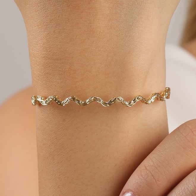 PU-00987 PULSEIRA BANHADA A OURO 18K COM DESIGN ONDULADO